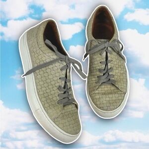 AQUATALIA Avery Embossed Calfskin Basketweave Woven Leather Flatform Sneakers